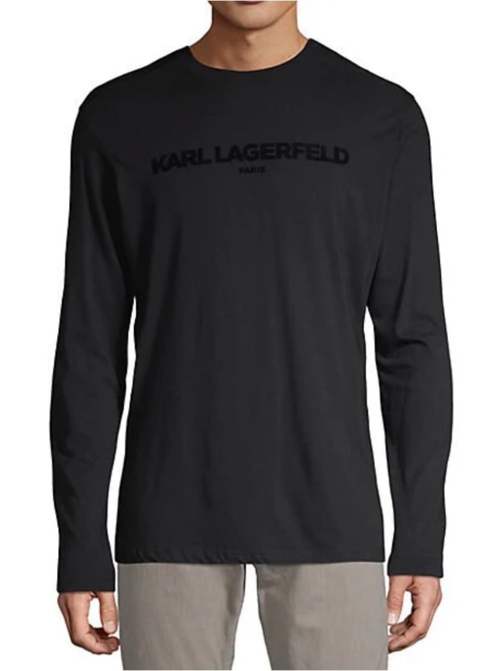 Karl Lagerfeld Crushed Velvet Iconic Logo Long Sleeve Tee Shirt